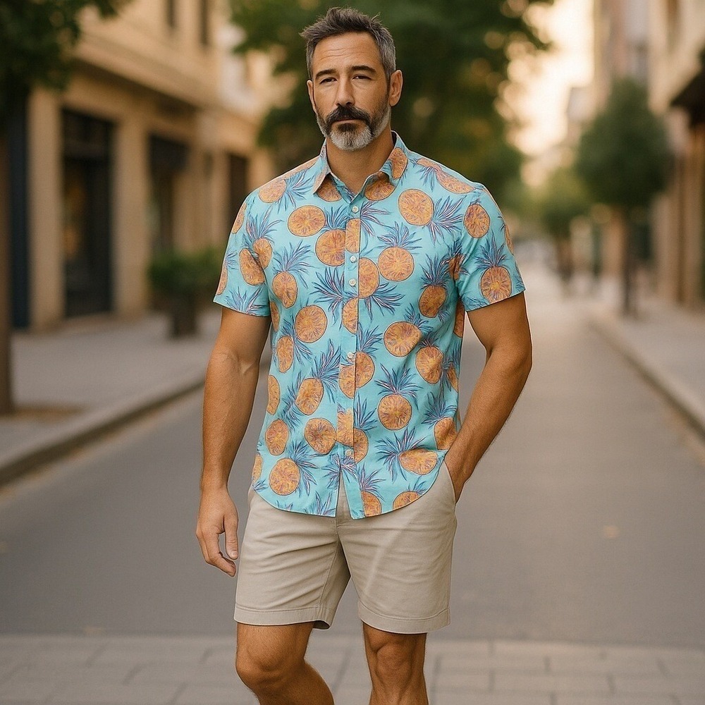 Tipsy Elves Men's Hawaiian Shirt Pineapple Print Tropical Size XL - Picture 4 of 7